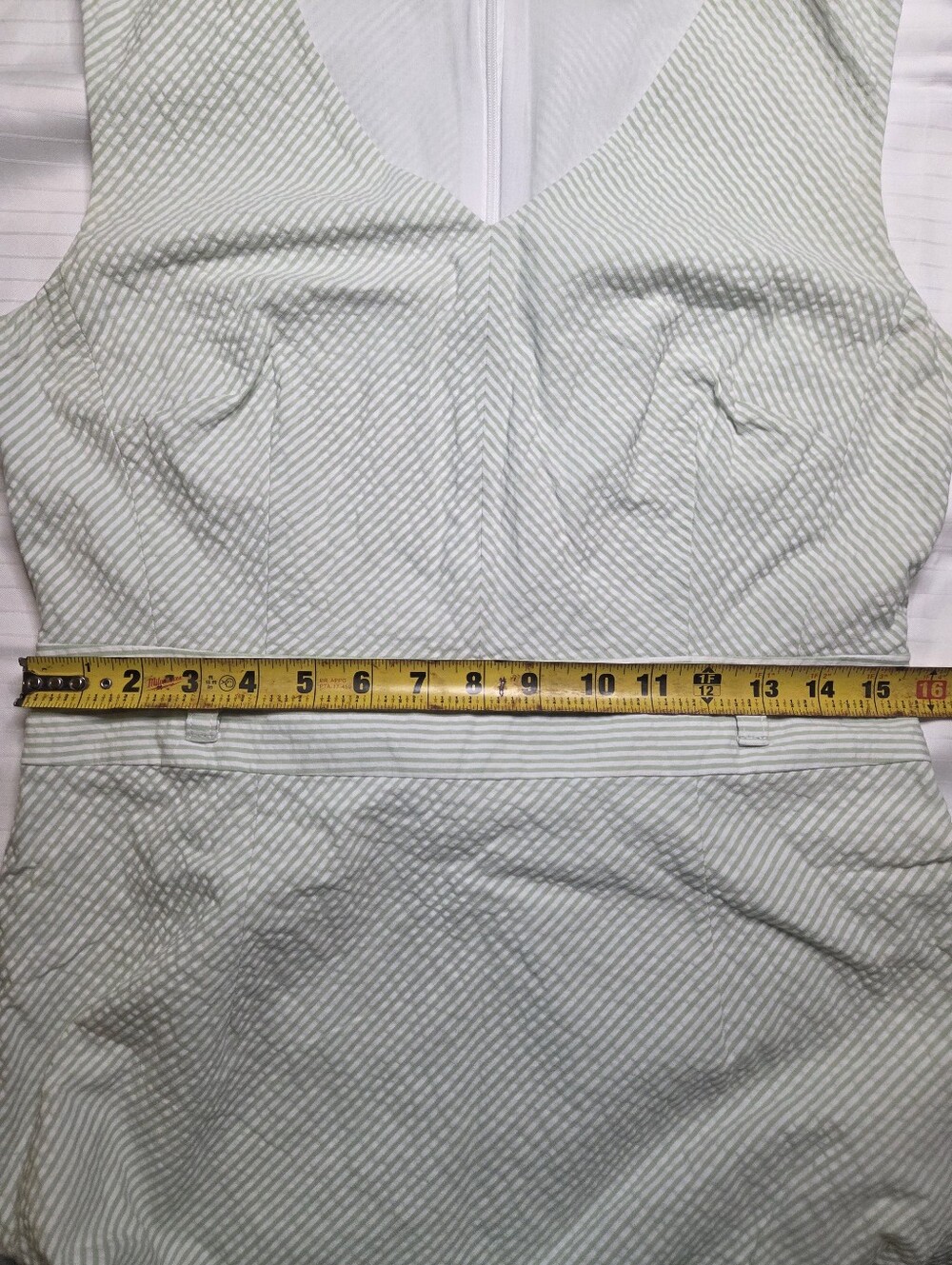 Brooks Brothers Cream Textured Midi Dress with Belt - Picture 8 of 10